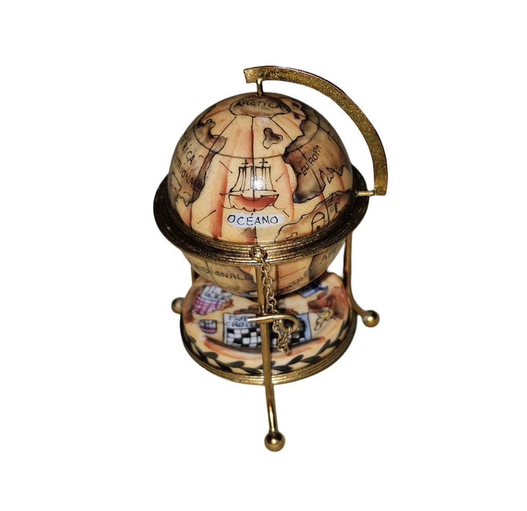 Globe on Stand Keepsake for Home Decor, a hand-painted Limoges porcelain gift