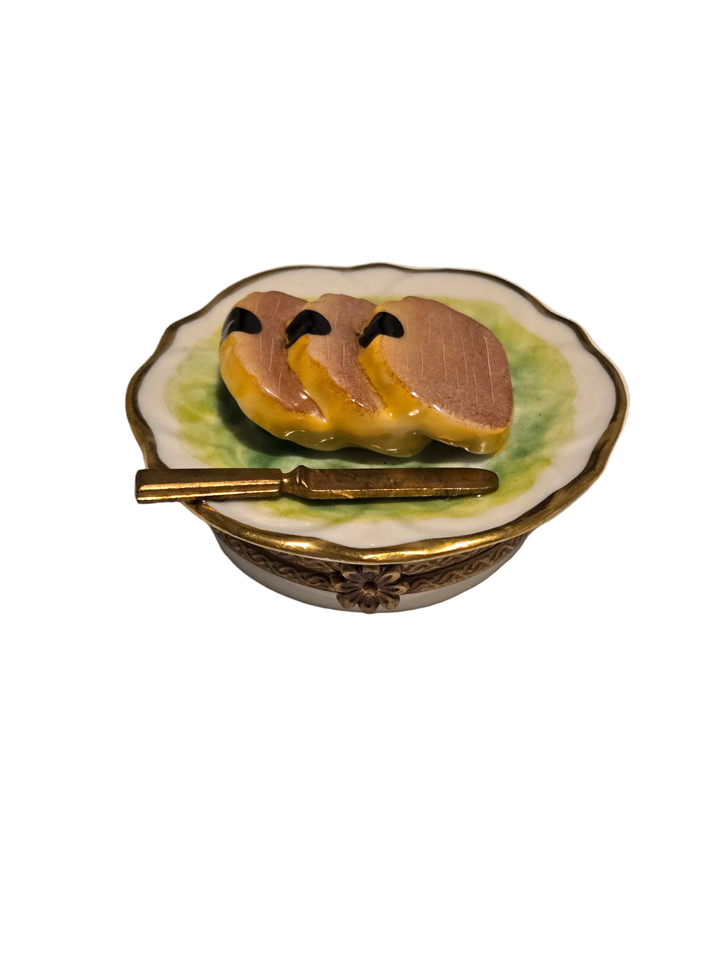 Foie Gras Sliced Ham on Plate Limoges Box, a hand-painted Limoges porcelain gift