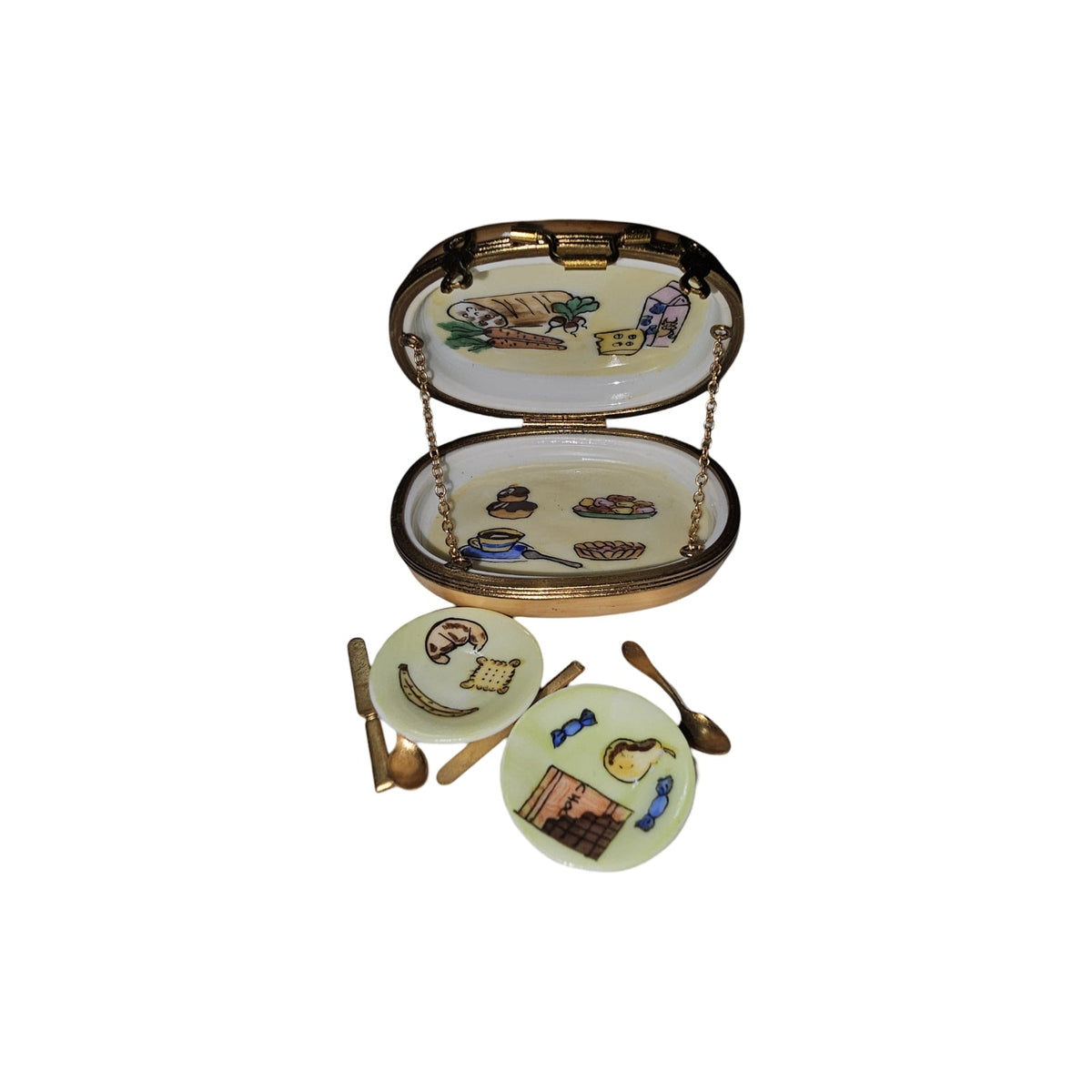 Round Picnic for Two Limoges Box, a hand-painted Limoges porcelain gift