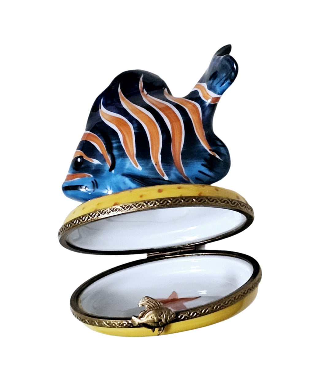 Blue Fish Orange Stripe Limoges Box, view 2