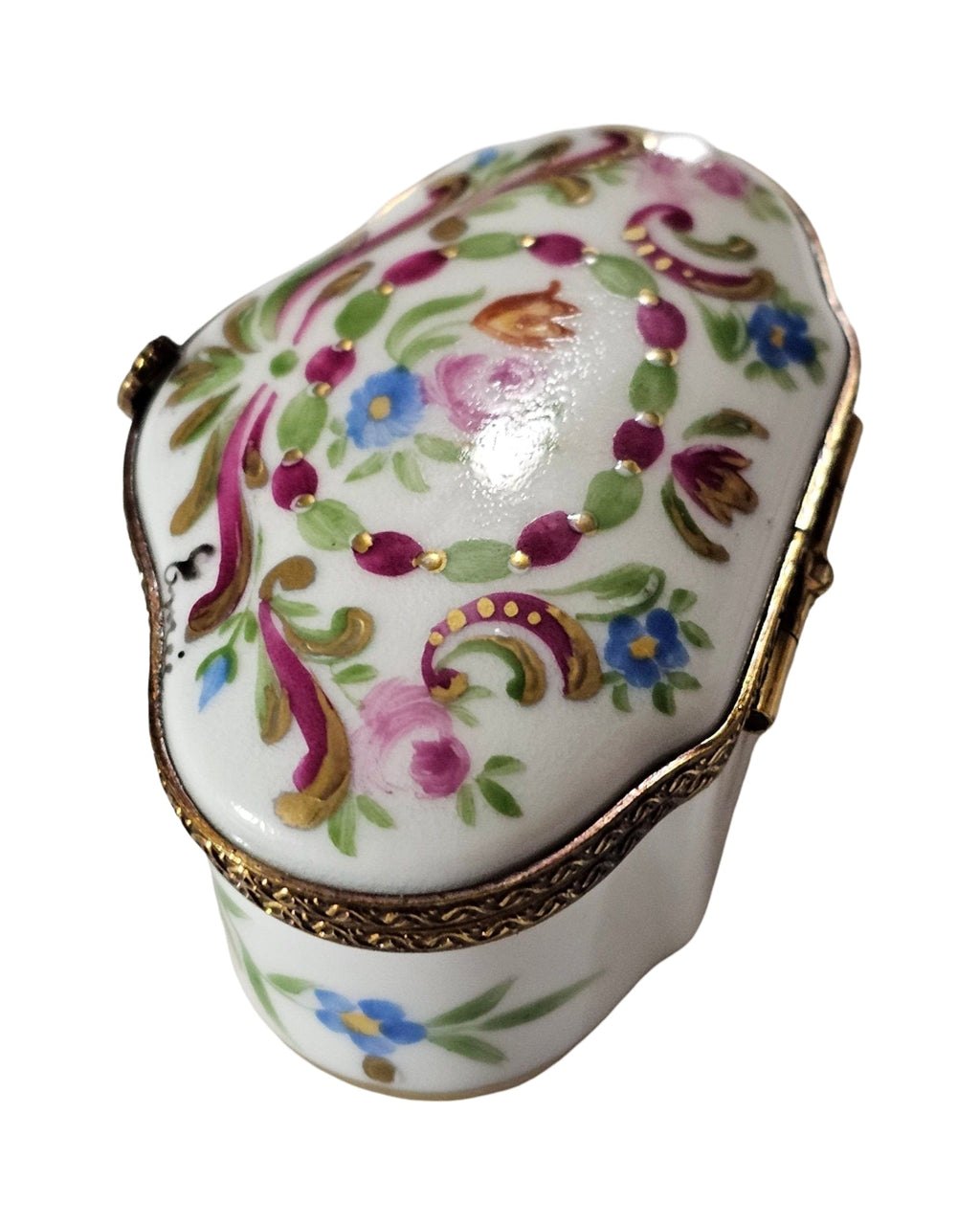 Shaped Limoges with Pink Flowers Box, view 2