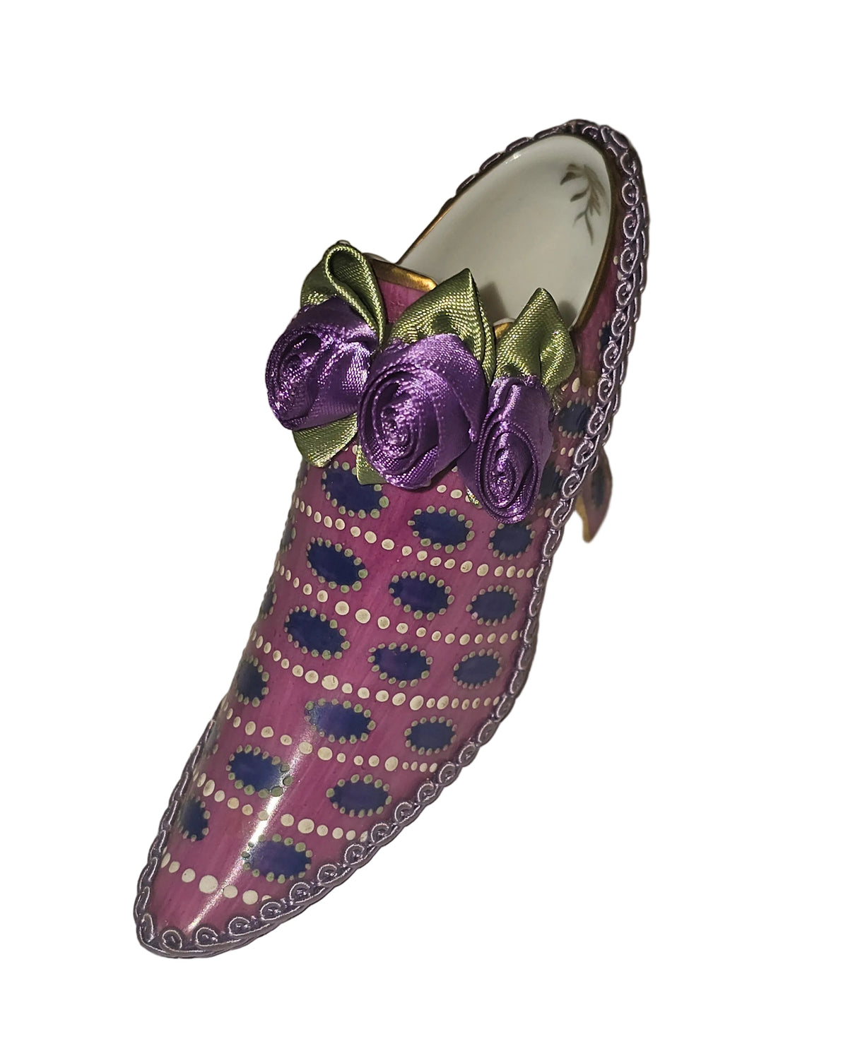 Pink Purple Shoe Limoges box painted by hand in Limoges, France, a gift to treasure