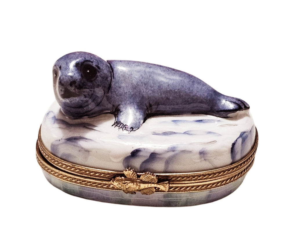 Baby Seal Limoges Box for Collectors, a hand-painted Limoges porcelain gift