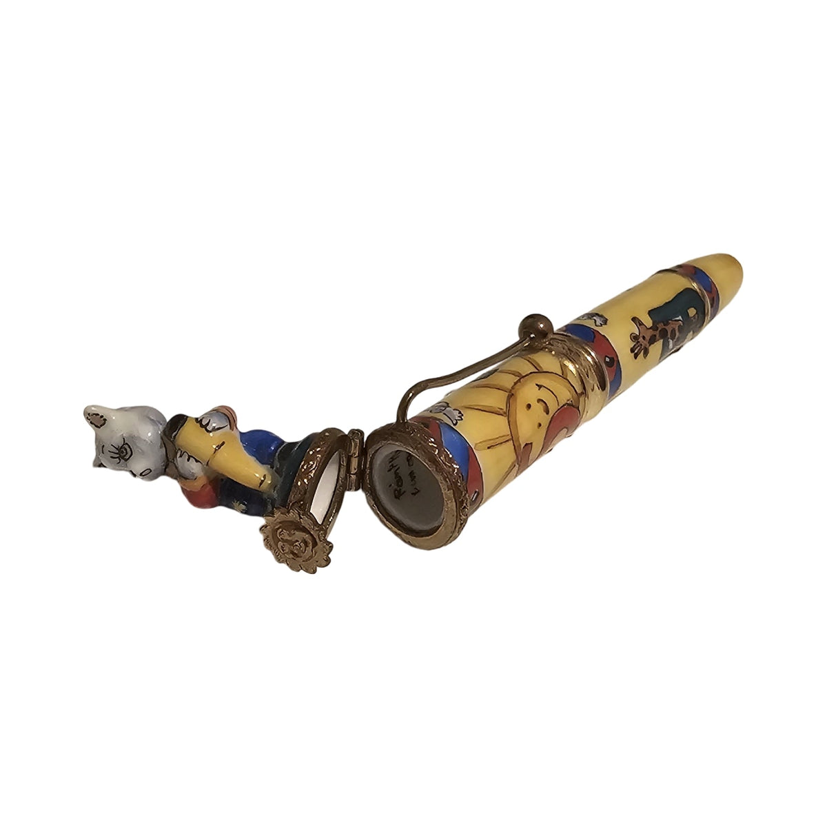 Detailed Yellow Mouse Pen Limoges Box, view 2