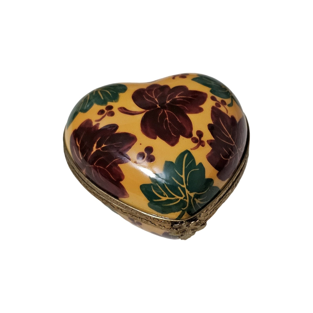 Autumn Leaves on Heart Limoges Box, view 3