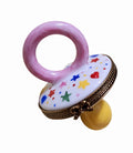 Baby Porcelain Pacifier Figurine w Stars, a hand-painted Limoges porcelain gift