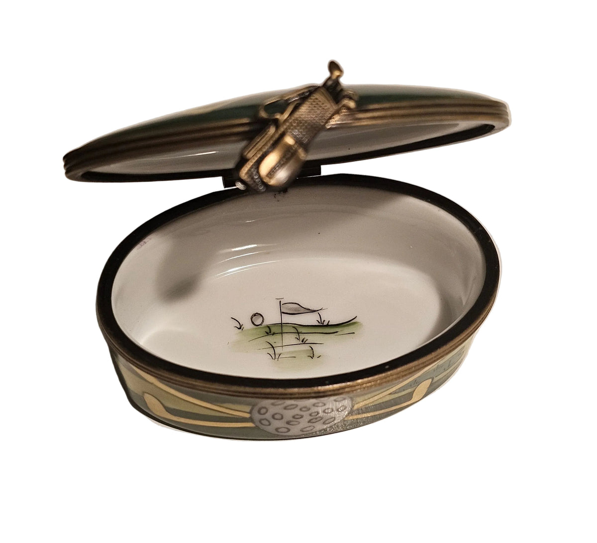 Oval Green Golf for Enthusiasts Limoges Box, view 2