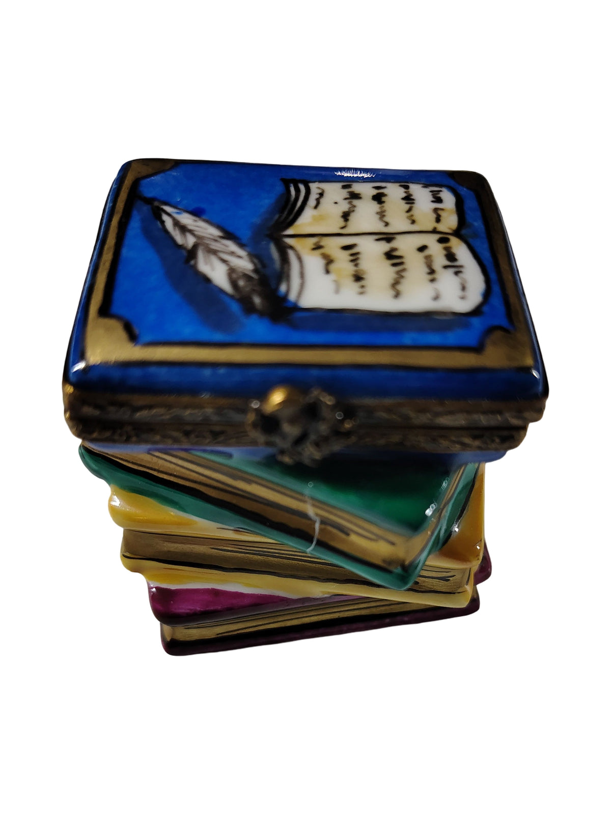 Limoges Boutique presents the Stack of Books, a genuine Limoges box painted by hand in France
