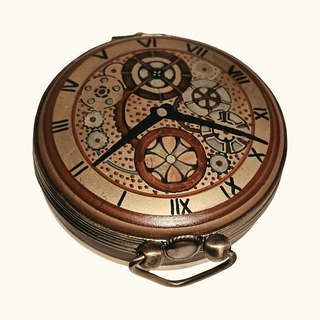 Pocket Watch Porcelain Art Figurine Limoges Box, view 2