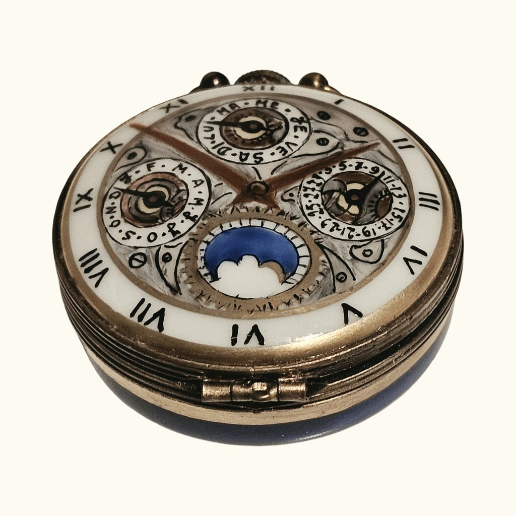 Pocket Watch Porcelain Art Figurine Limoges Box, view 3