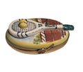 Rochard Tennis Racquet on Oval, a hand-painted Limoges porcelain gift