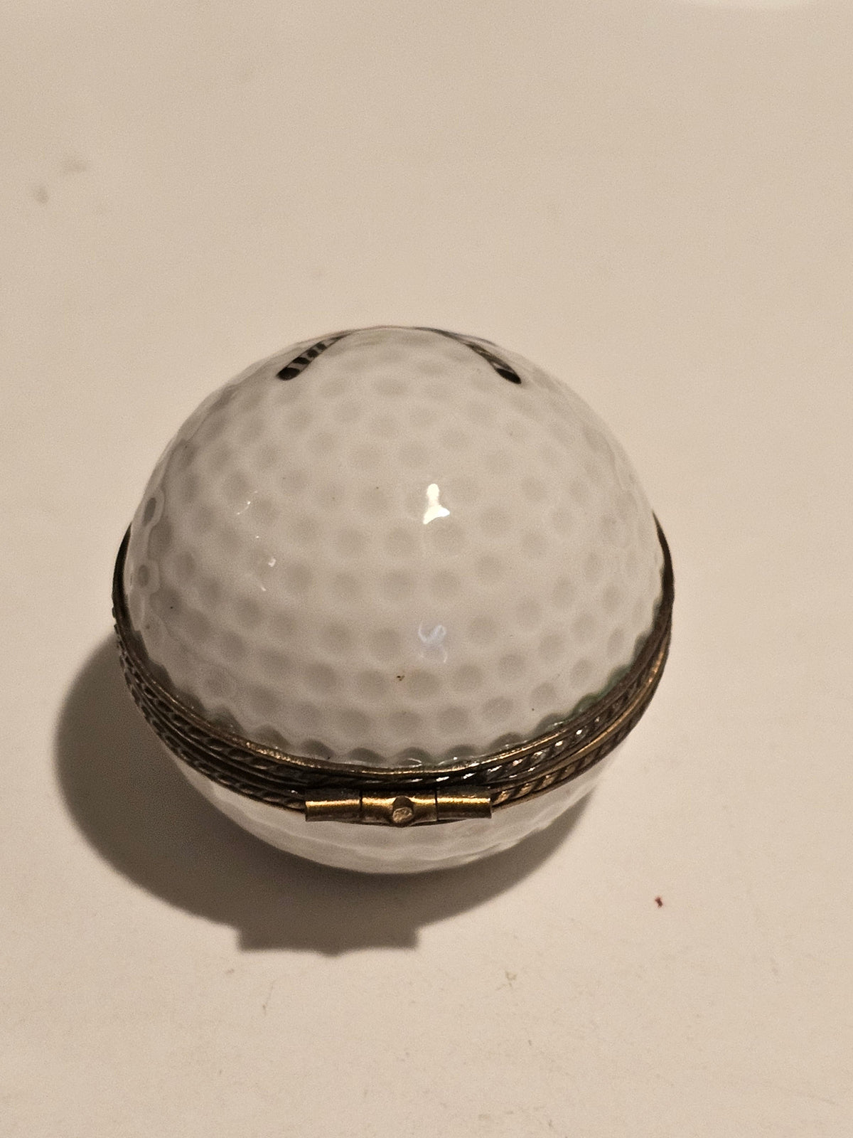 Artisan-painted American Flag White Golf Ball Limoges box from France, a cherished collectible