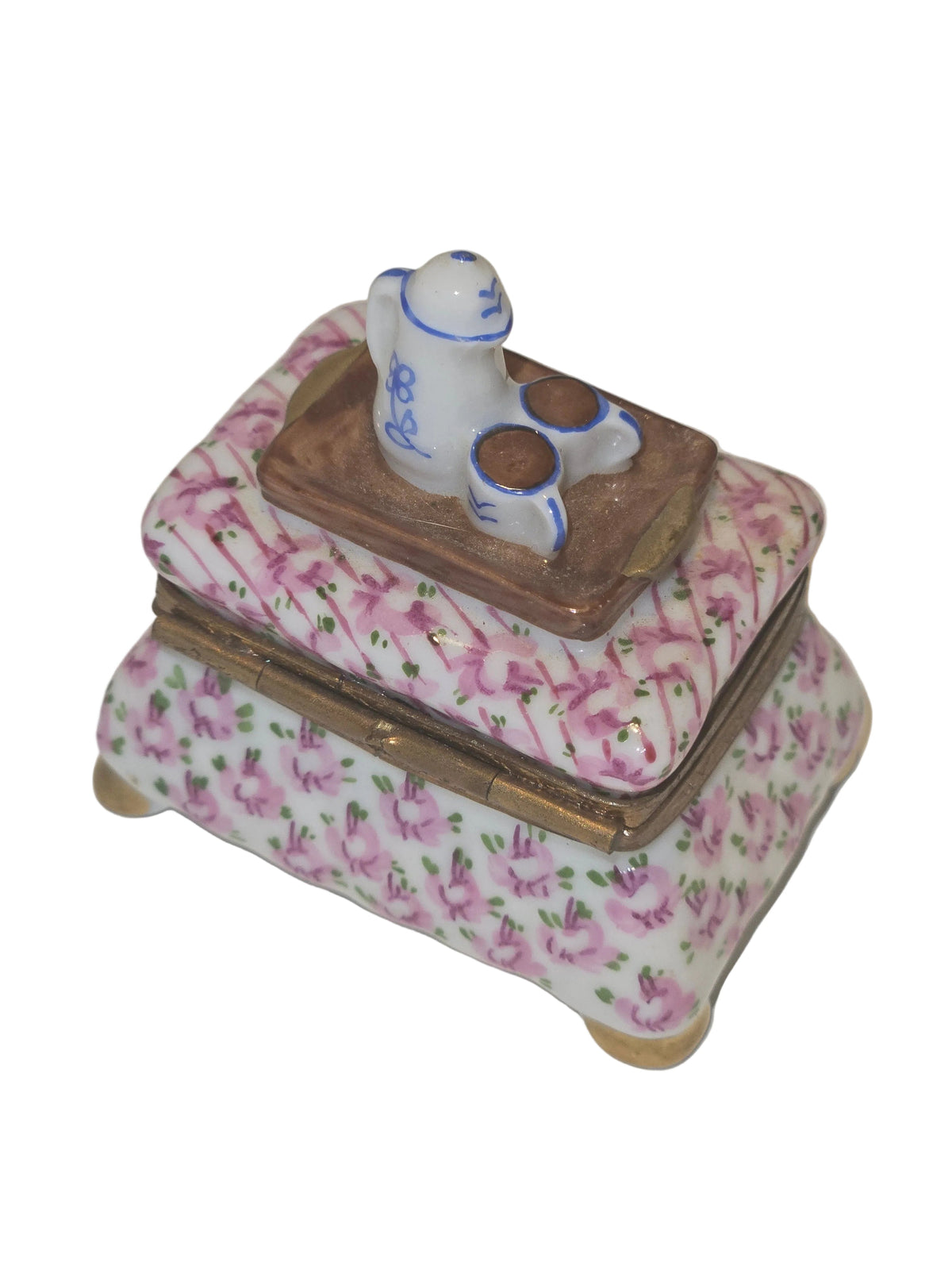 Pink Flowered Foot Stool w Tea, view 4