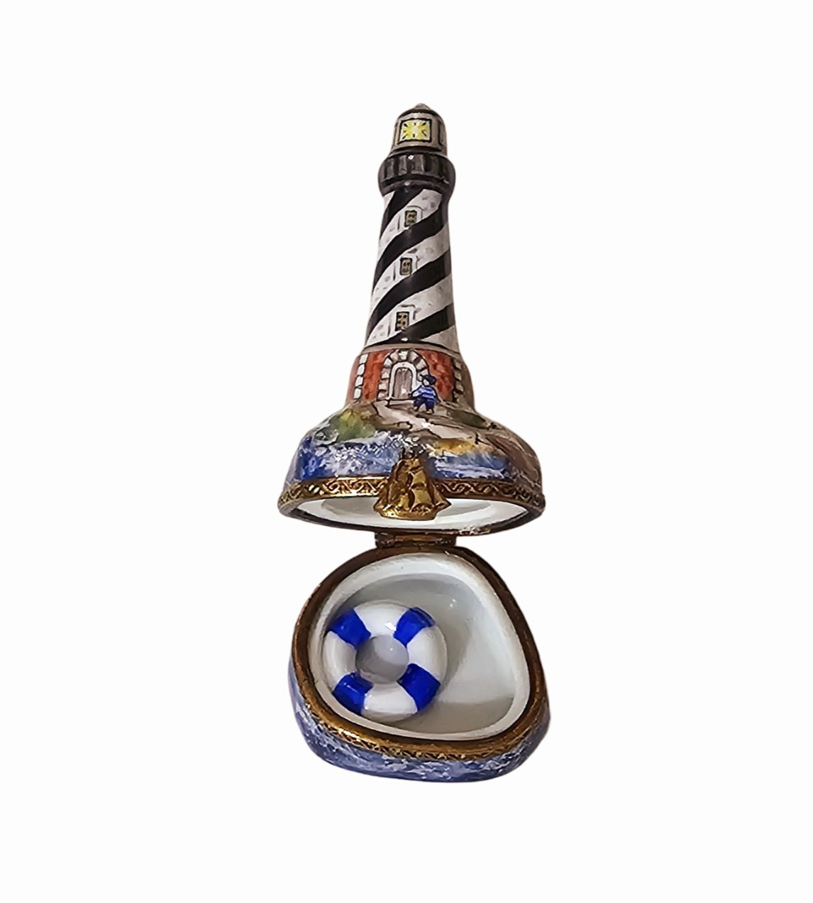 Light House w Bouy Limoges Box Porcelain, view 2