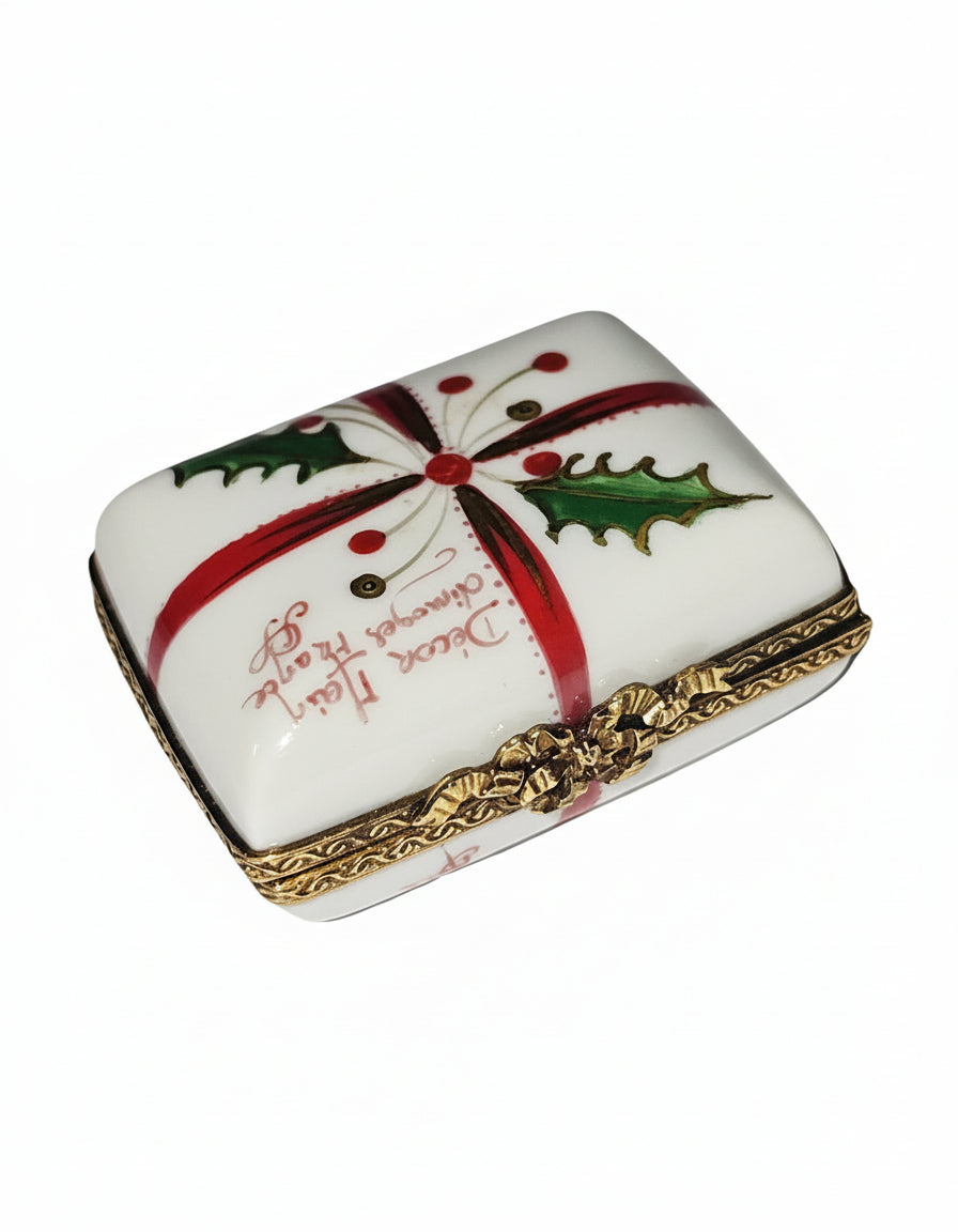 Joyeux Noel Red Bow Rectangle Christmas Limoges Box, view 4