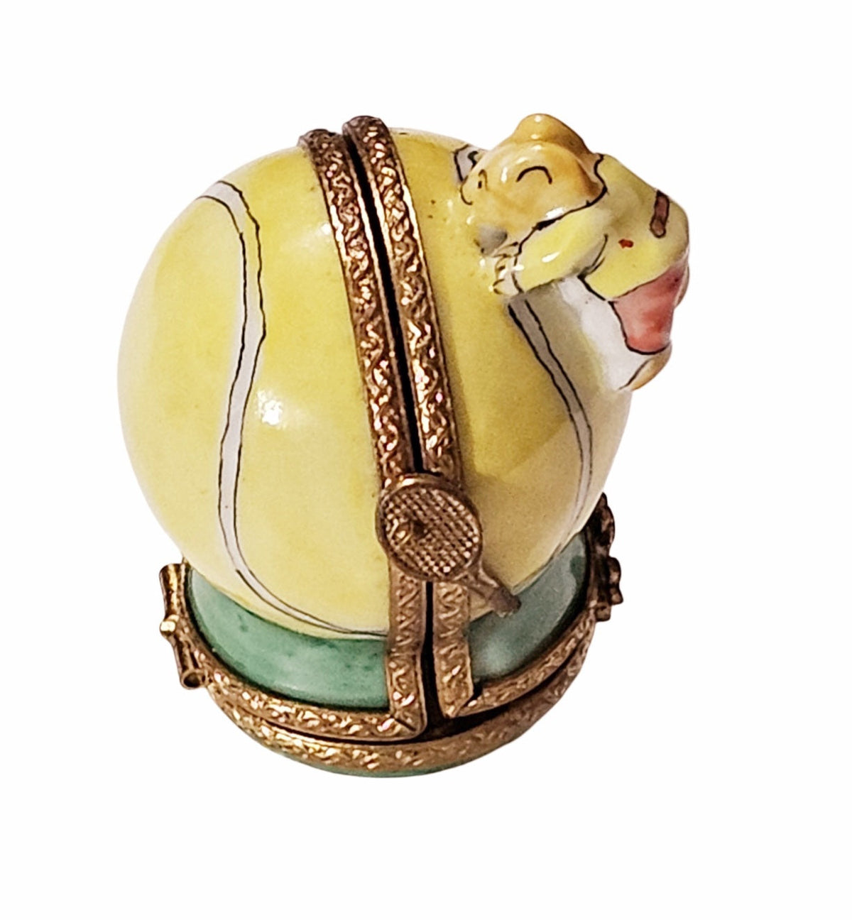 Double Hinged Mice Playing Tennis Limoges Box Gift, a hand-painted Limoges porcelain gift