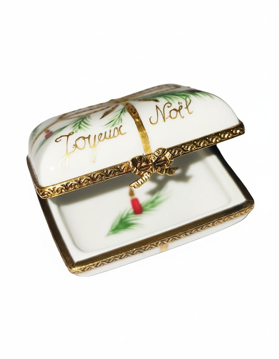 Joyeux Noel Gold Rectangle Christmas Limoges Box, view 2