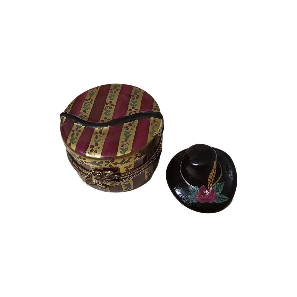 Black Hat in Red Gold Hat Box Keepsake, view 3