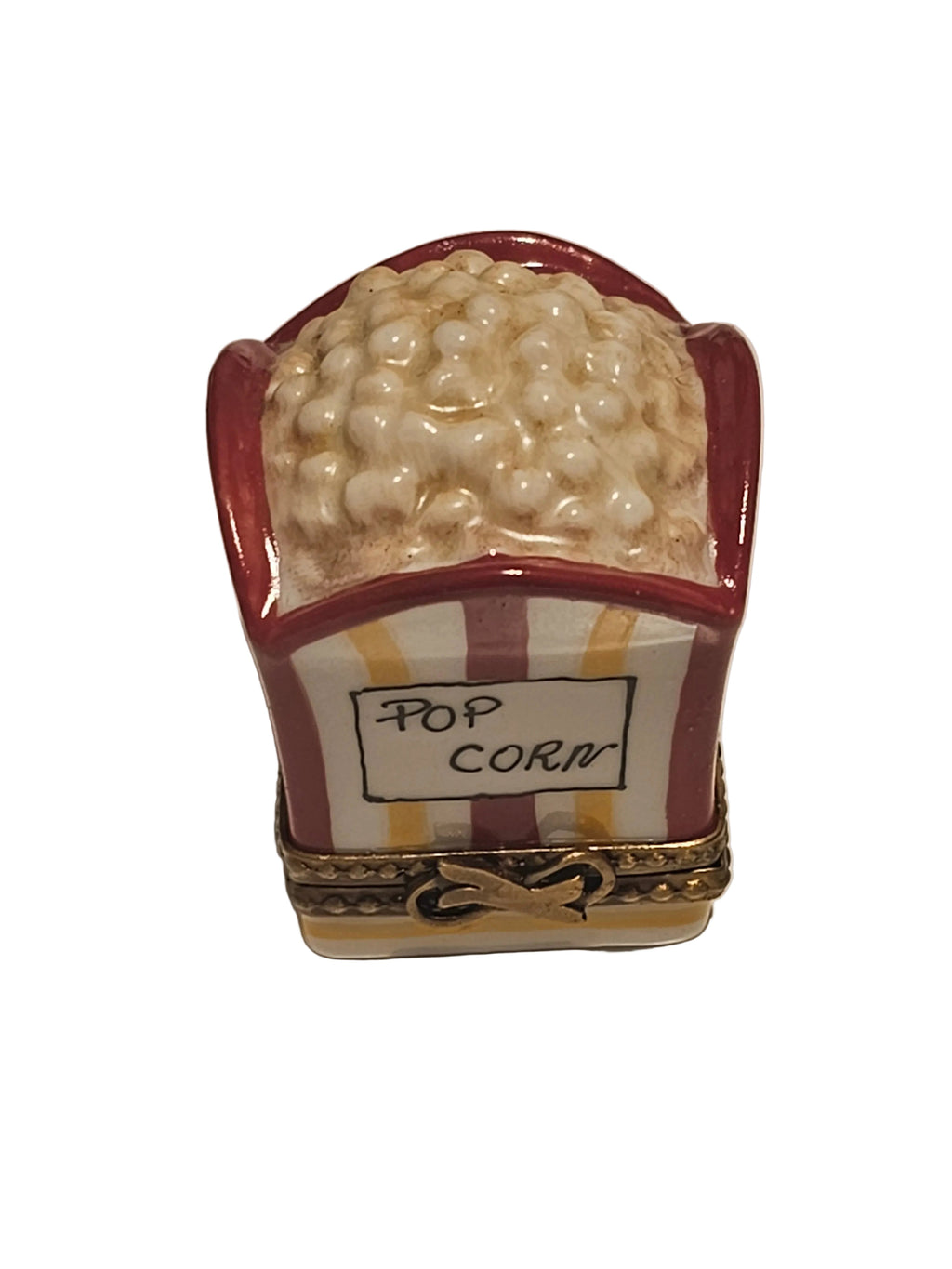 Popcorn Porcelain Art Object Limoges Box, a hand-painted Limoges porcelain gift
