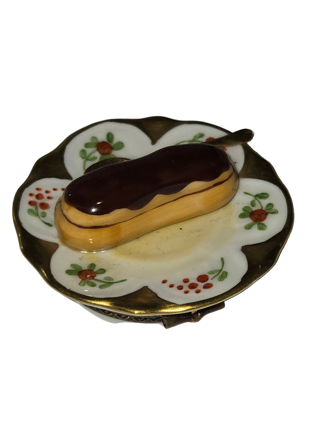 Eclair Pastry on Plate Limoges Box, view 3