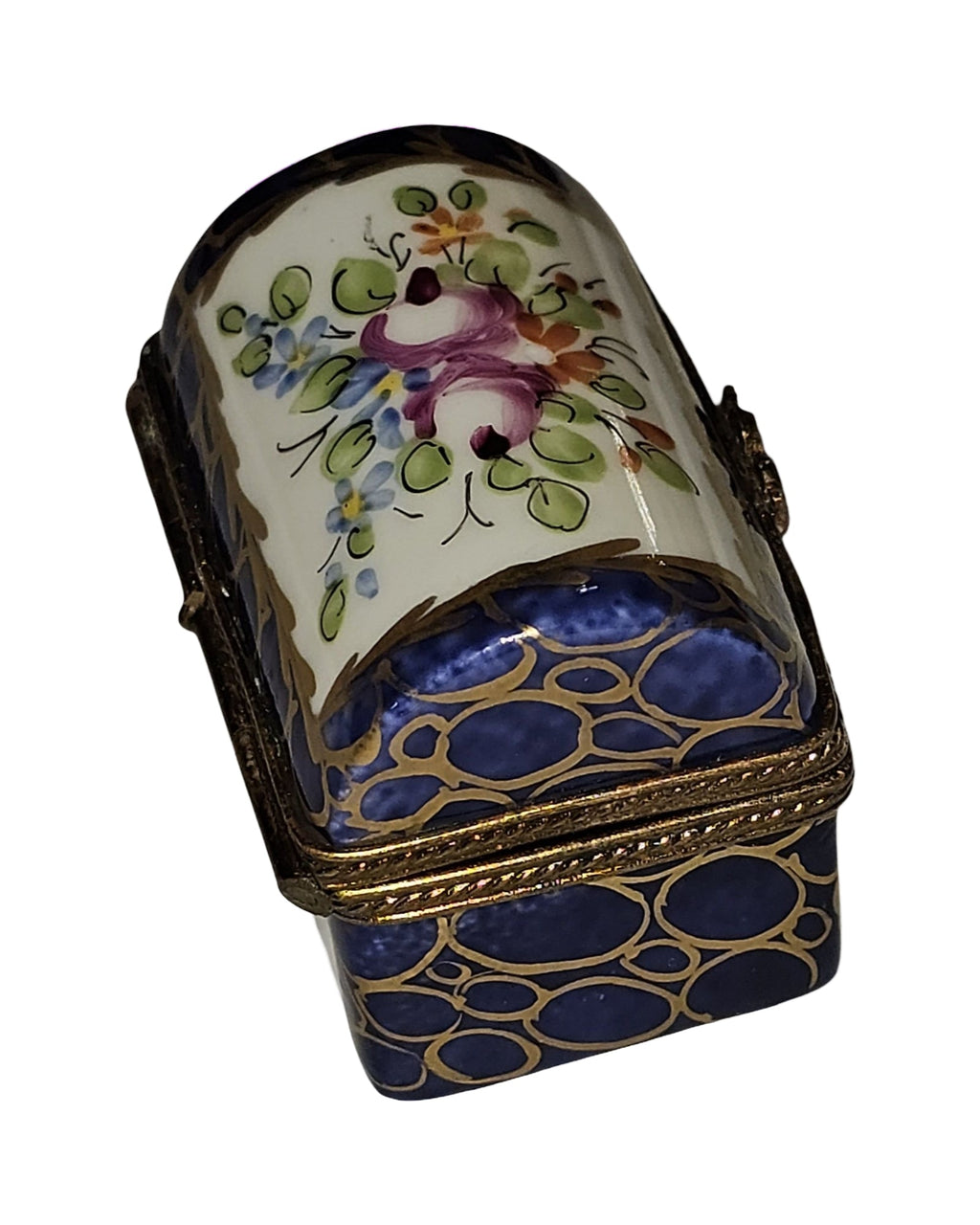 Dark Blue Chest with Flowers & Gold Trim, view 6