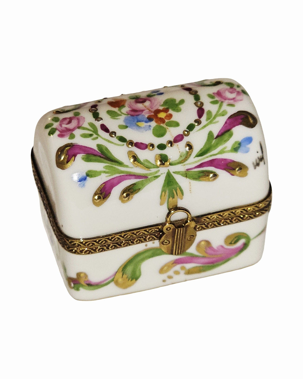 Colorful Decor Chest, a hand-painted Limoges porcelain gift
