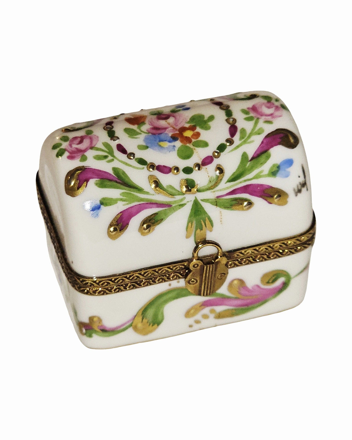 Colorful Decor Chest, a hand-painted Limoges porcelain gift