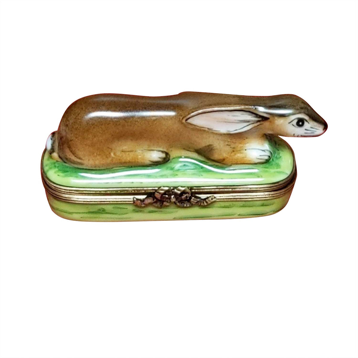 Bunny on Oblong Box, a hand-painted Limoges porcelain gift
