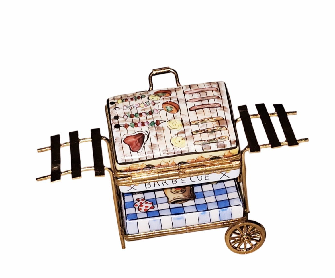 Barbecue Grill Box for Grill Lovers, a hand-painted Limoges porcelain gift