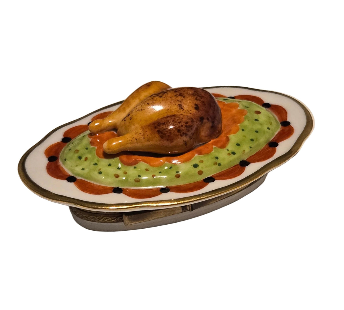 Turkey on Platter PV Thanksgiving Limoges Box, a hand-painted Limoges porcelain gift