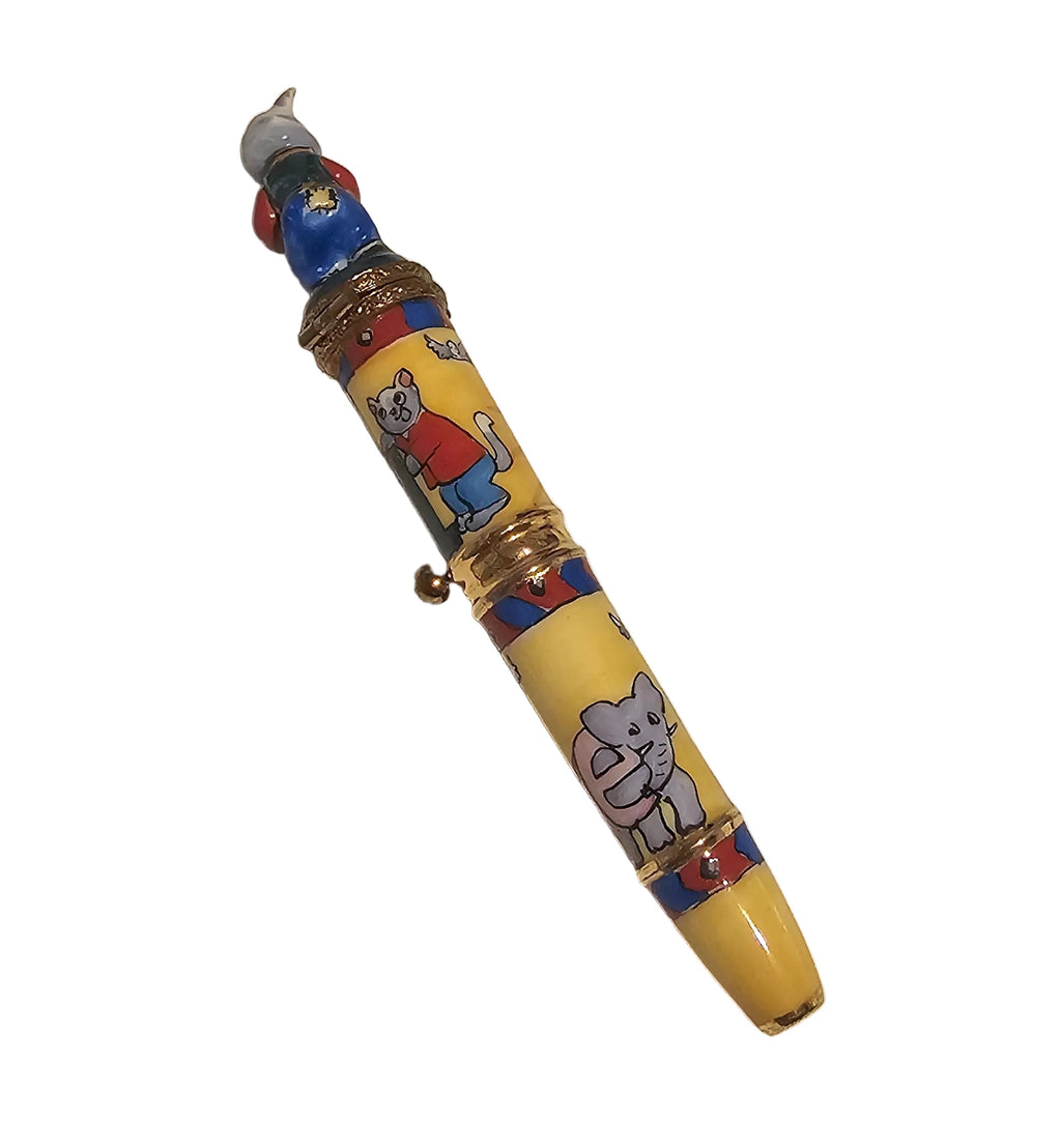 Well Detailed Yellow Cat Fountain Pen Limoges Box, view 3