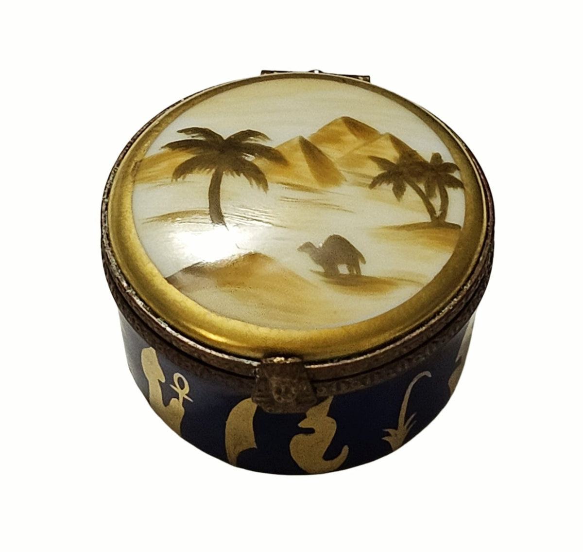 Egypt On Round with Blueberries Limoges Box for Collectors, a hand-painted Limoges porcelain gift