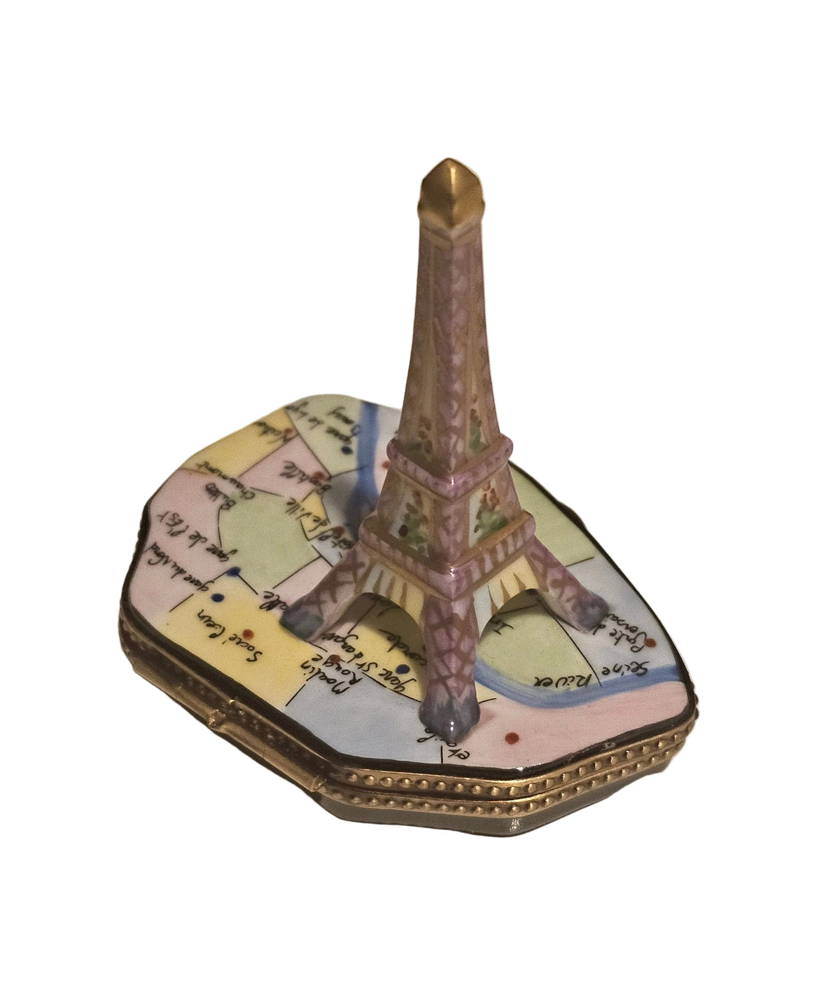 Eiffel Tower on Map France Limoges Box, view 3