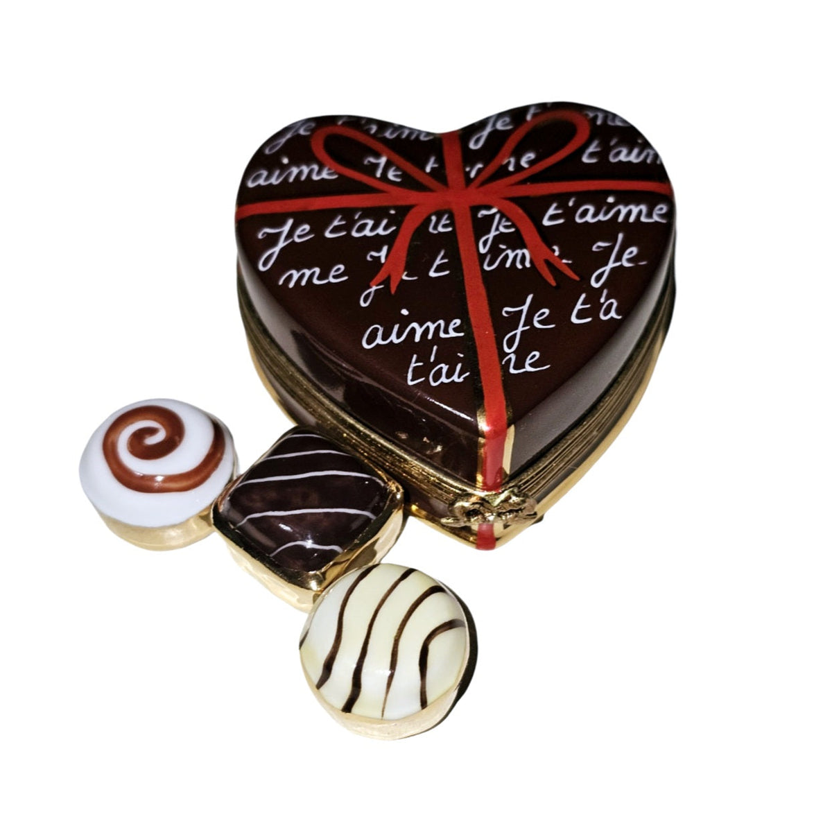 Chocolate Porcelain Heart Box w Porcelain Chocolates, view 3