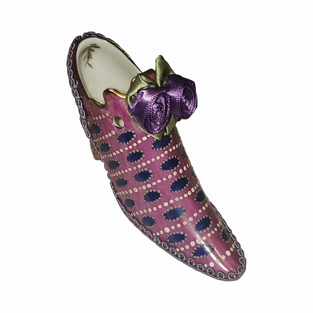 Pink Purple Shoe, a hand-painted Limoges porcelain gift