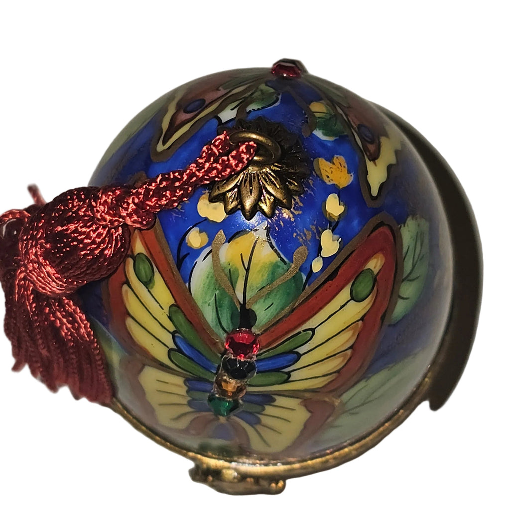 Butterfly Perfume Porcelain Egg on Stand w Tassel, view 6