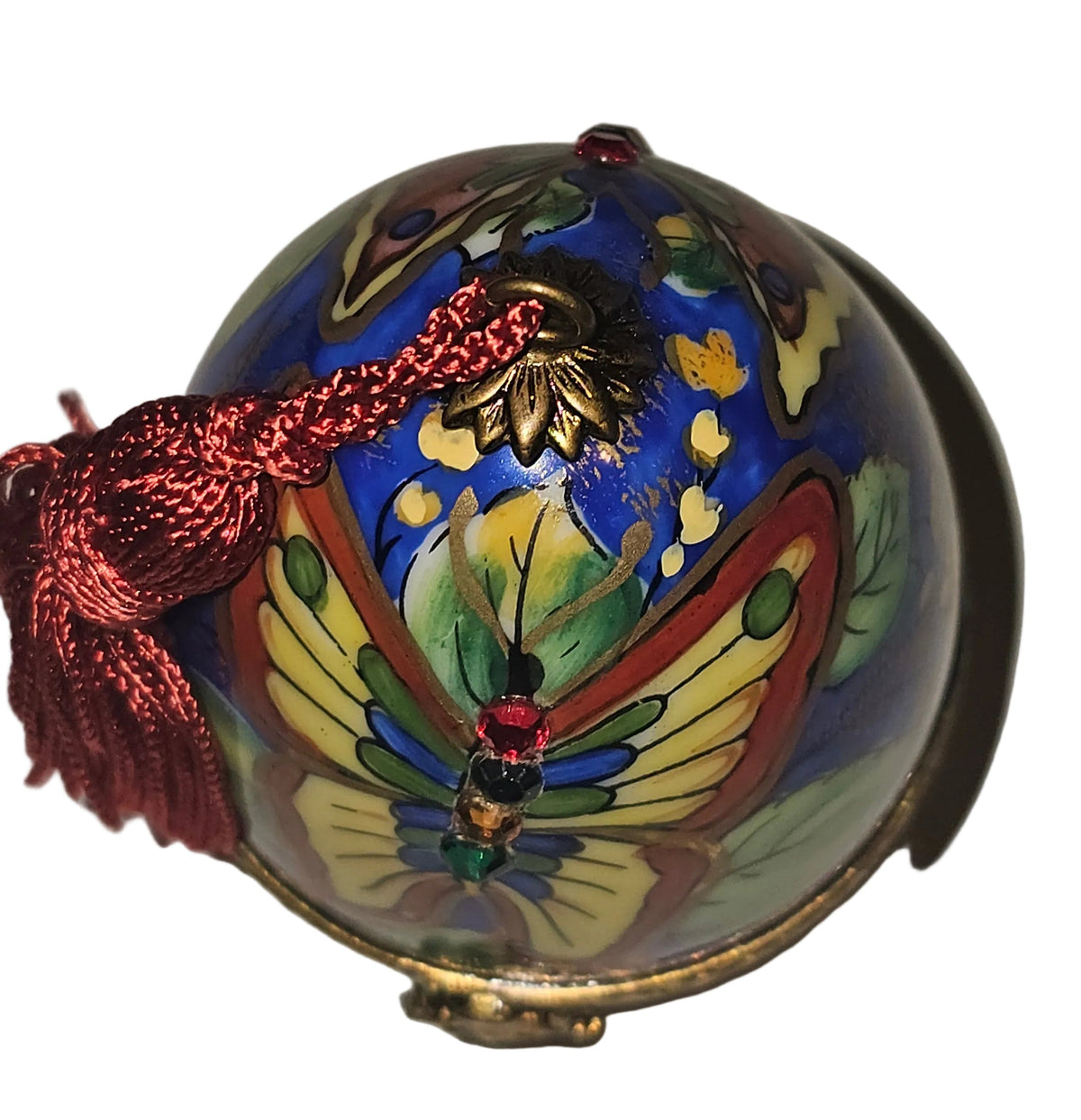 Butterfly Perfume Porcelain Egg on Stand w Tassel, view 6