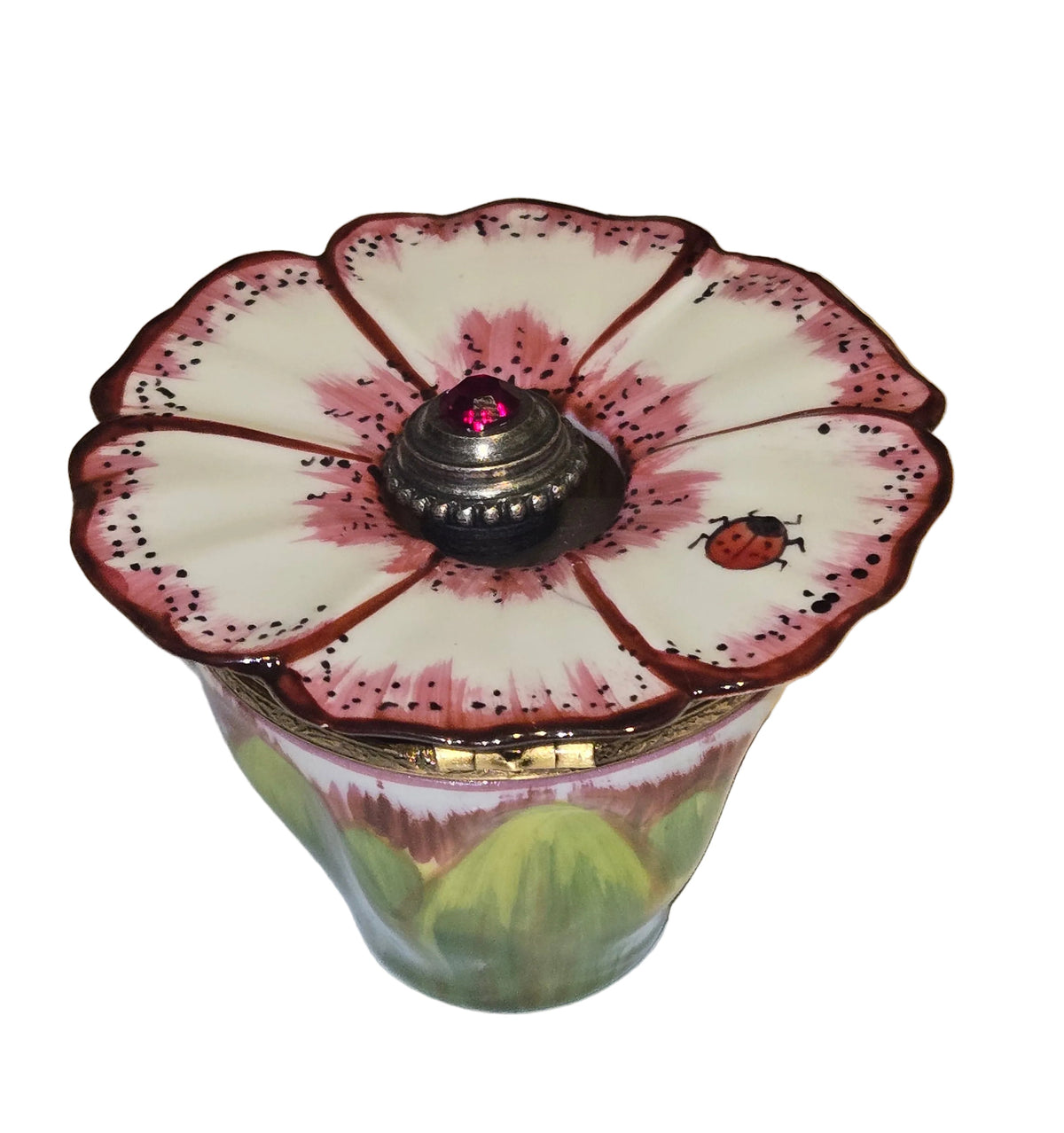 White Pink Flower w Porcelain Art Perfume, view 5