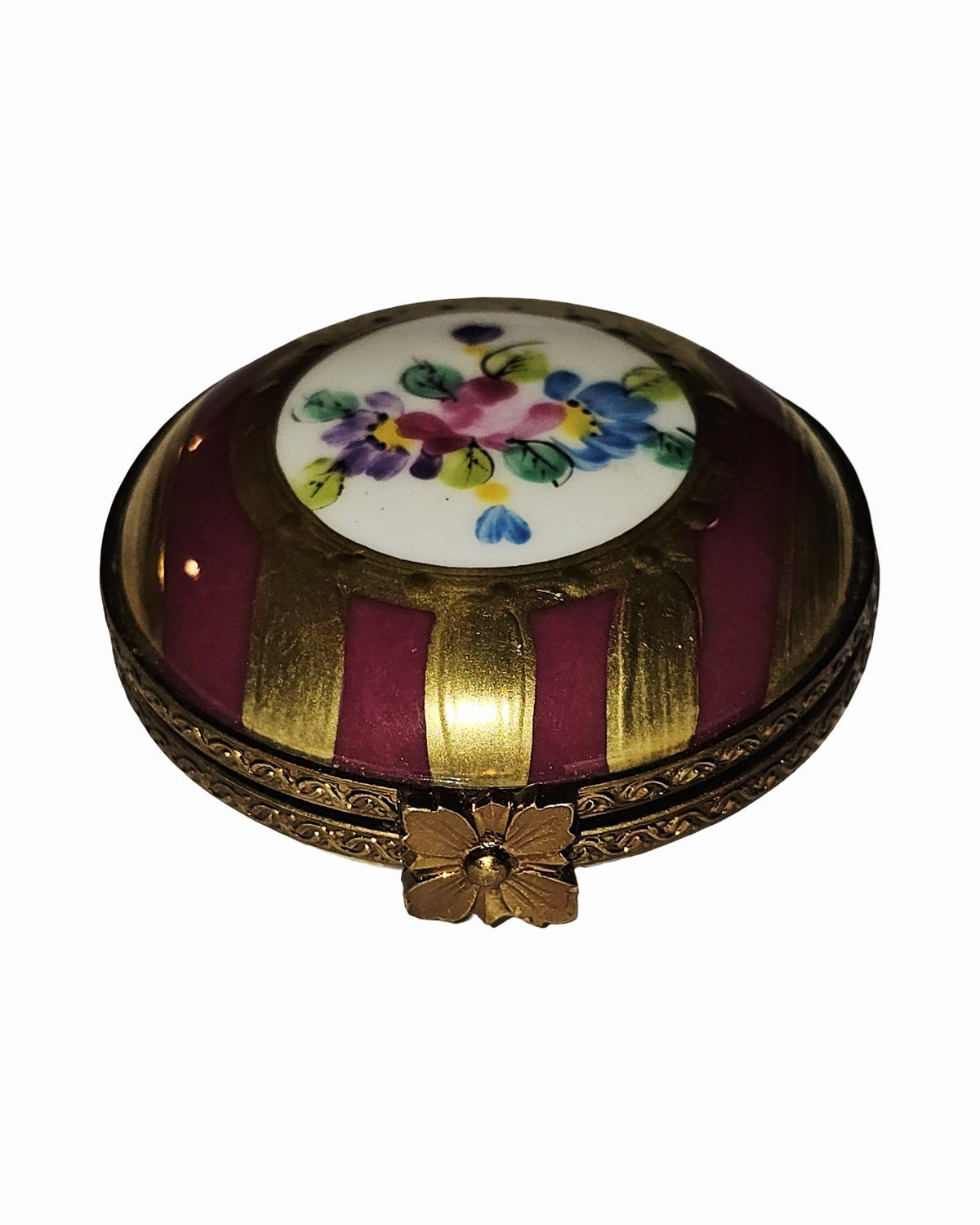 Maroon Gold Floral Round, view 4
