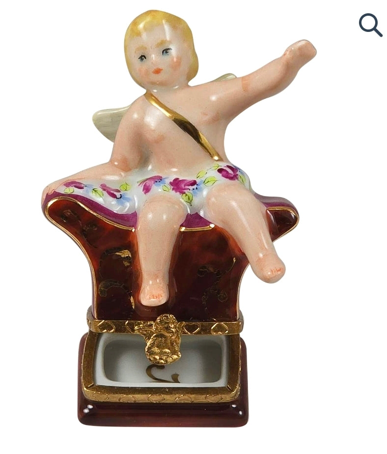 Sitting Angel Limoges Box Figurines, view 2