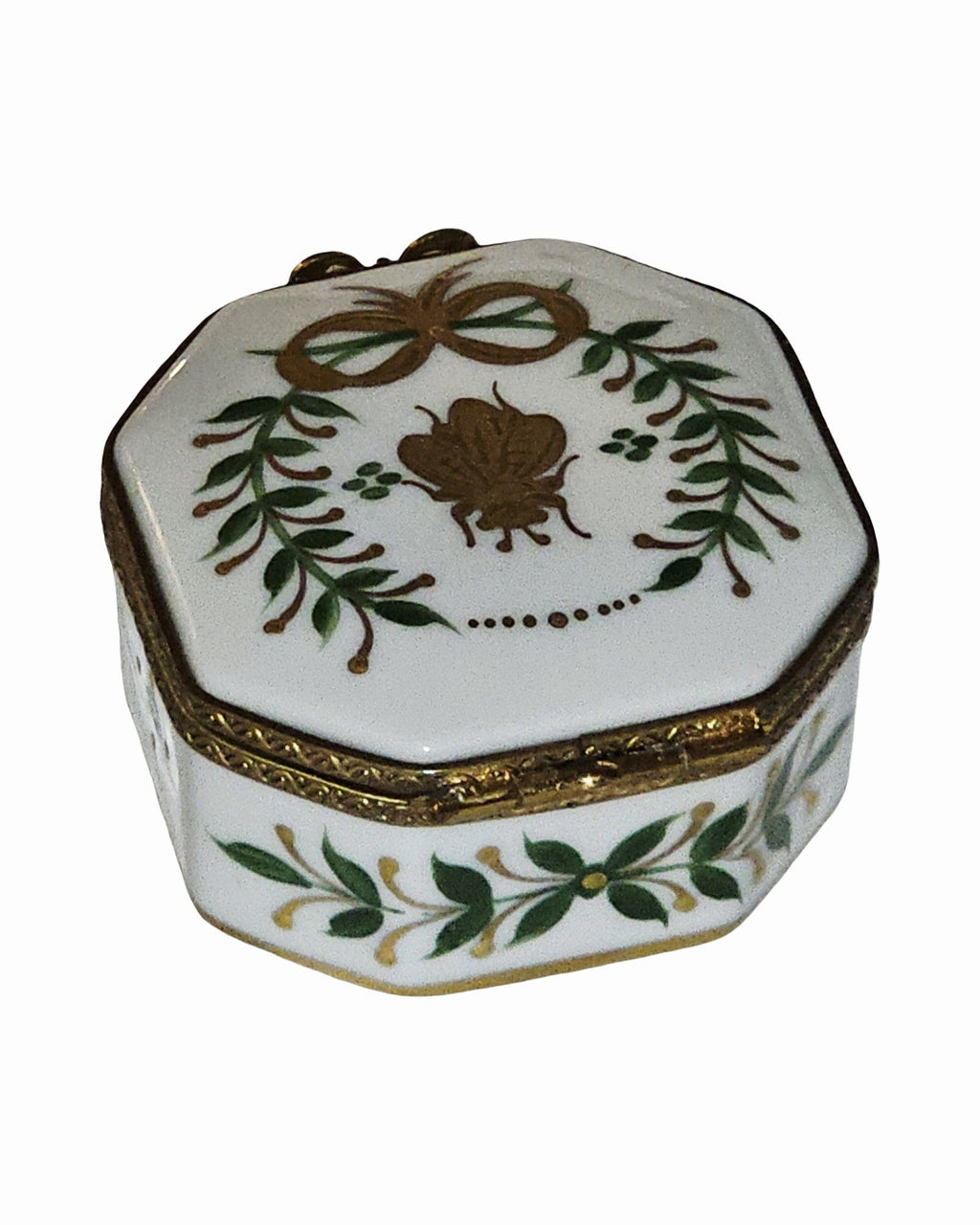 Emperor Gold Bee Wreath Hexagon Limoges Porcelain Art Object, view 3