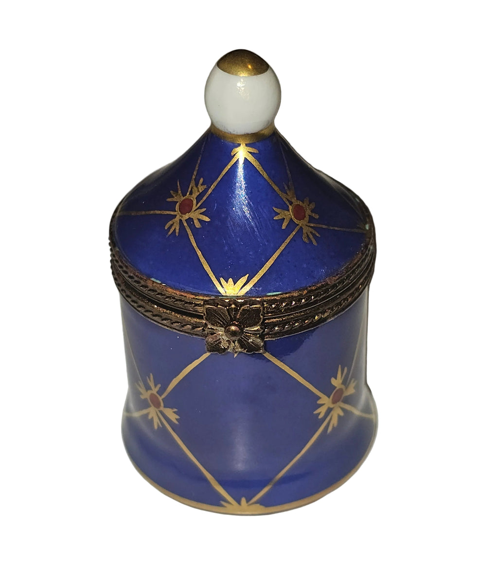 Blue Gold Tent Box, a hand-painted Limoges porcelain gift