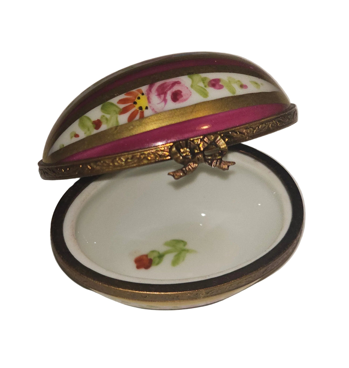 Burgundy Striped Egg w Roses Collectible, view 6