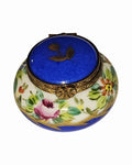 Blue Floral Belly Round, a hand-painted Limoges porcelain gift