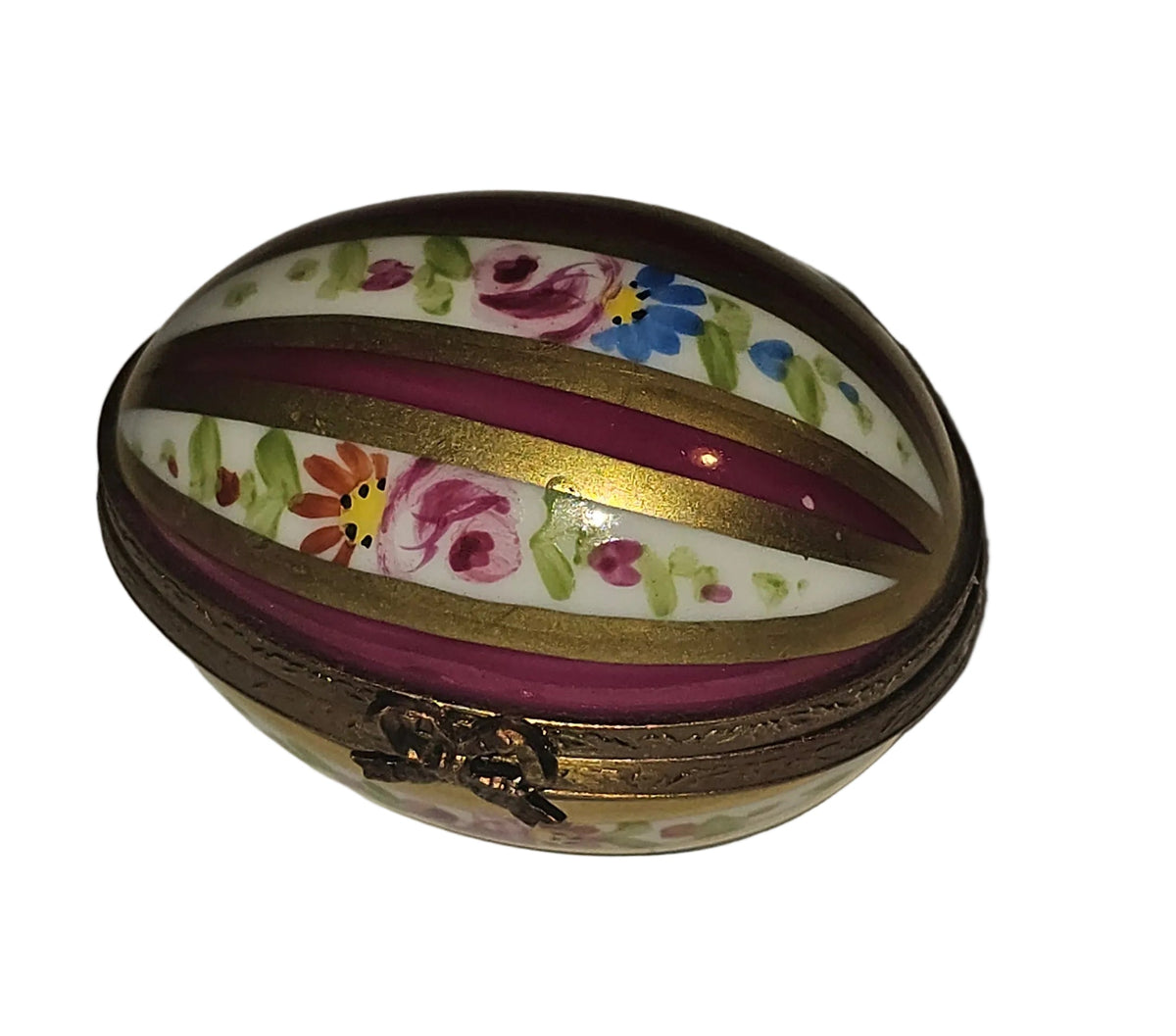 Burgundy Striped Egg w Roses Collectible, view 7