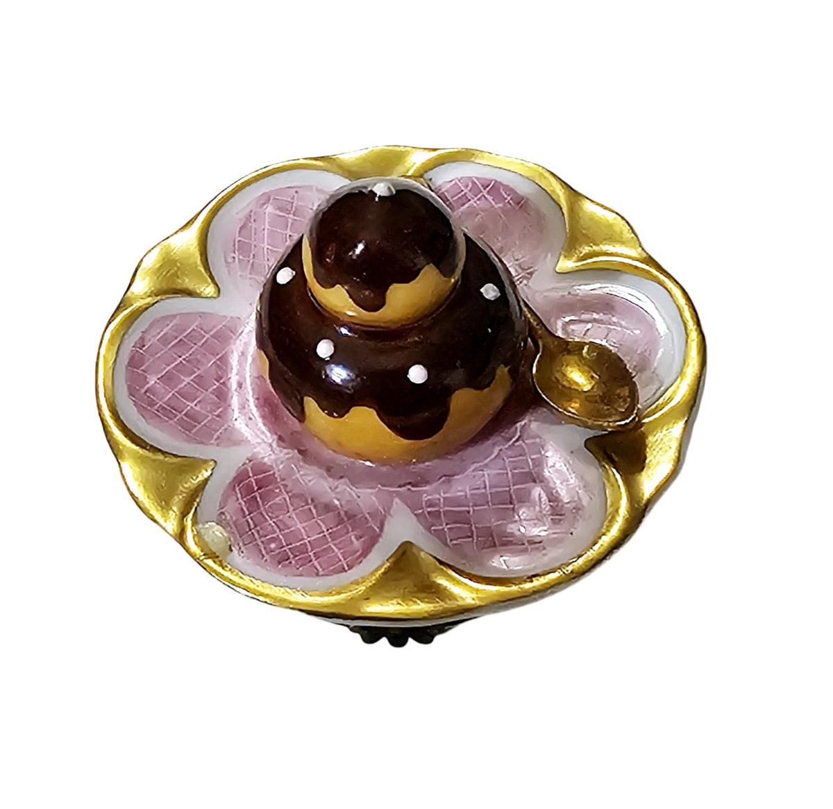 Cream Puff Pastry Delight for Dessert Lovers, a hand-painted Limoges porcelain gift