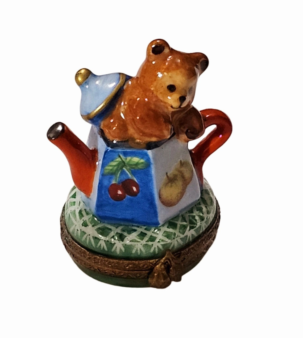Teddy Bear Teapot Delight, a hand-painted Limoges porcelain gift