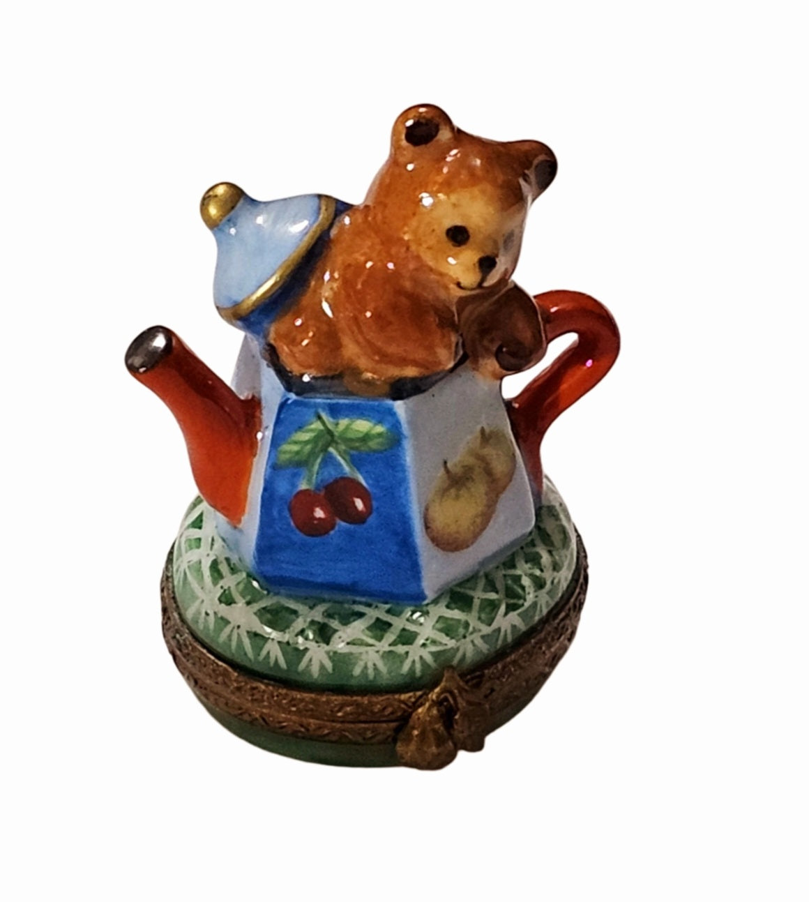 Teddy Bear Teapot Delight, a hand-painted Limoges porcelain gift
