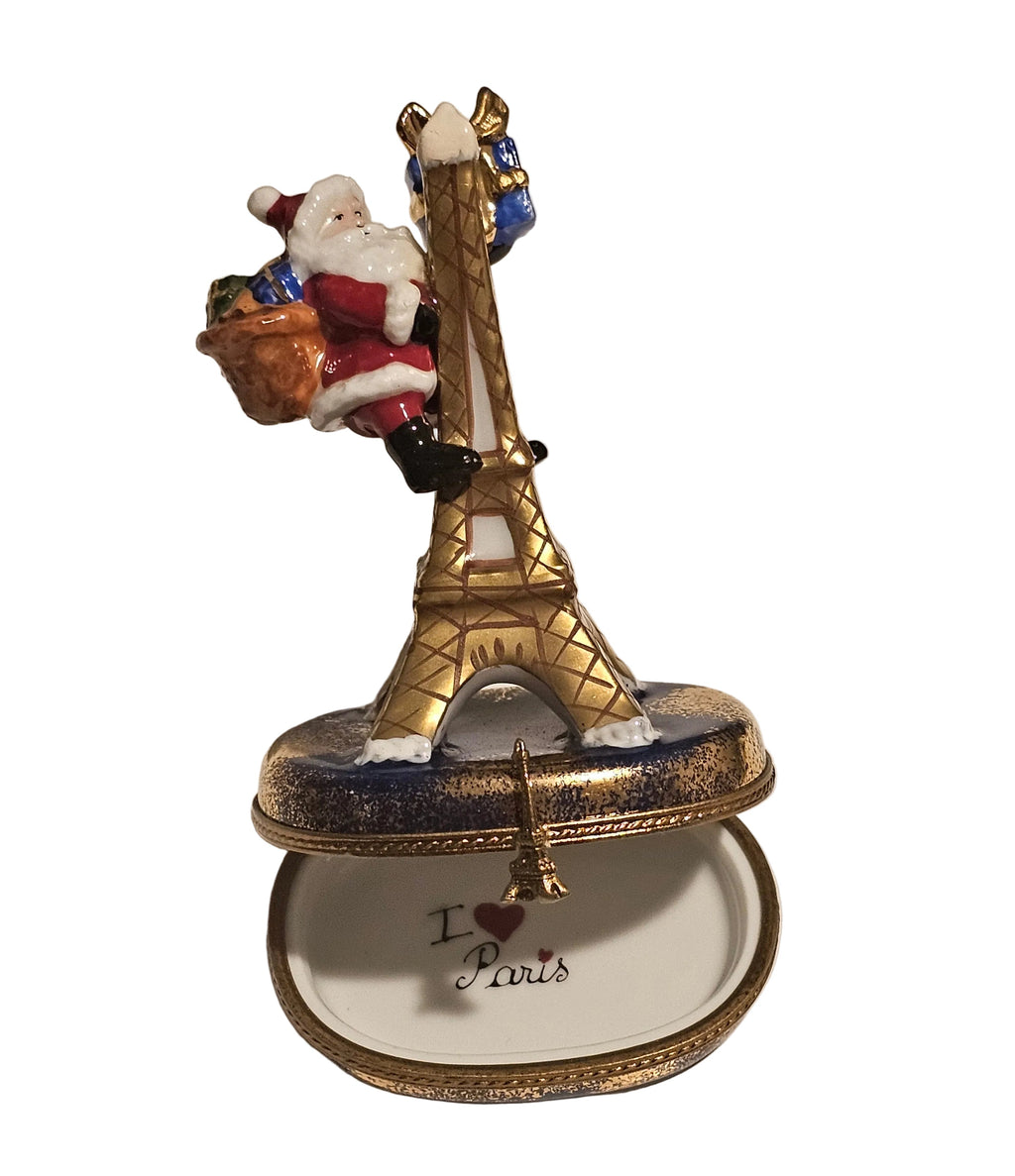 Santa on Eiffel Tower Christmas Rochard Limoges Box, view 2
