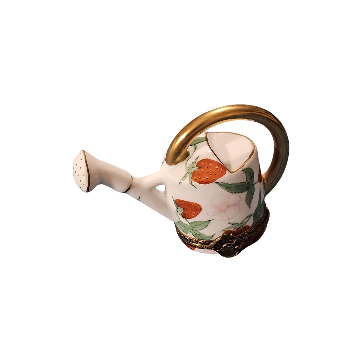 Strawberry Watering Can Limoges Box, a hand-painted Limoges porcelain gift